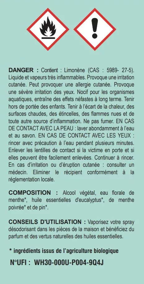 Etiquette spray fraicheur