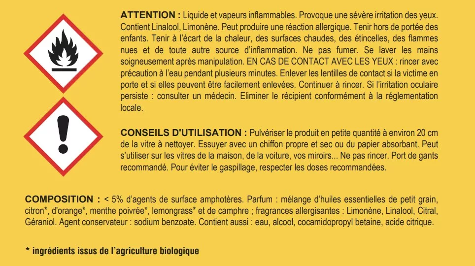 Etiquette vitres agrumes